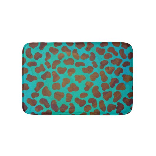 Tapis De Bain Impression Brown et Turquoise dalmate (Devant)