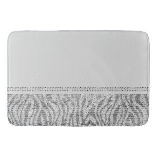 Tapis De Bain Impression d'animal sauvage zèbre argent blanc Exo