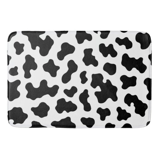 Tapis De Bain Impression de cuir de vache noir et blanc (Devant)