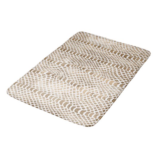 Tapis De Bain Impression de serpent blanc or (Angle)