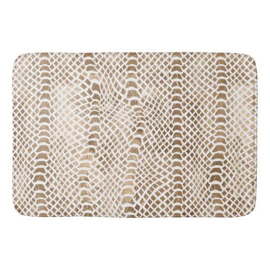 Tapis De Bain Impression de serpent blanc or (Devant)