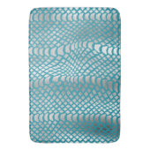 Tapis De Bain Impression de serpent d'argent bleu turquoise (devant Vertical)