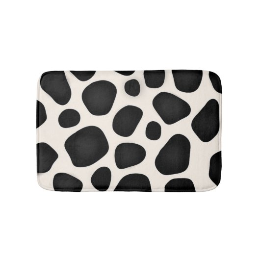 Tapis De Bain Impression de vache tache noire et blanche (Devant)