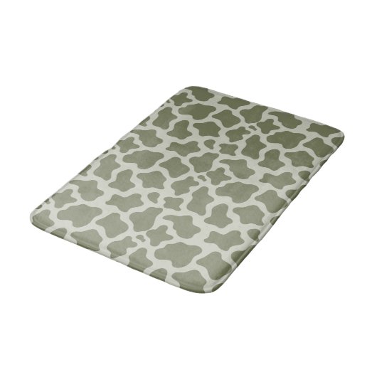Tapis De Bain Impression de vache verte Sage (Angle)