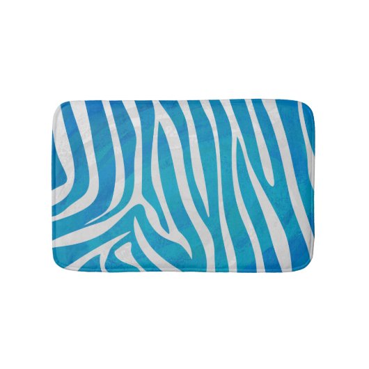 Tapis De Bain Impression en bleu et blanc Zebra (Devant)