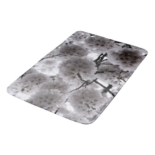 Tapis De Bain Impression florale blanche (Angle)