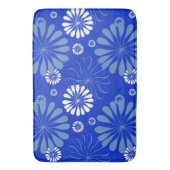 Tapis De Bain Impression florale moderne bleu électrique (devant Vertical)