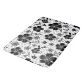 Tapis De Bain Impression florale noire et blanche (Angle)