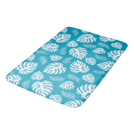 Tapis De Bain Impression Hawaïenne bleue (Angle)