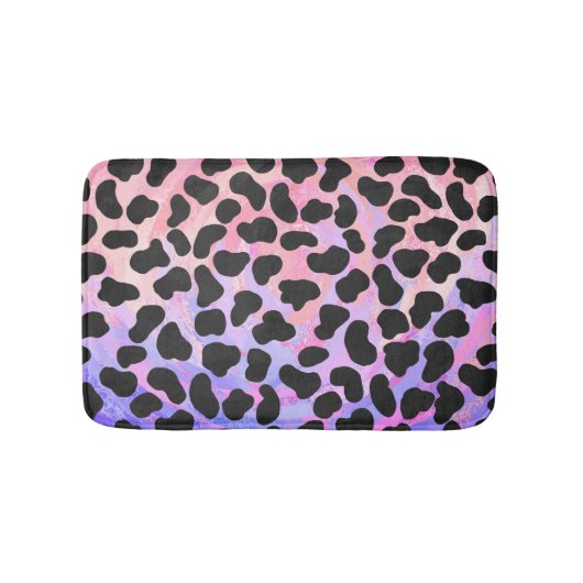Tapis De Bain Impression noire et rose dalmate (Devant)