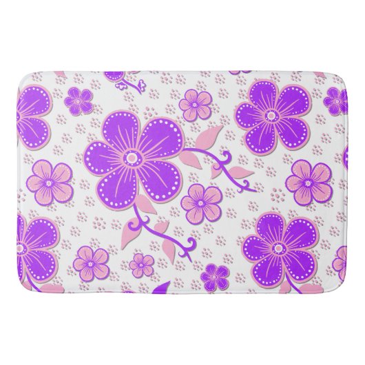 Tapis De Bain Impression simple de fleurs à l'aquarelle violette (Devant)