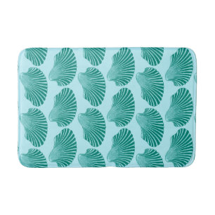 Tapis De Bain Impression, turquoise et aqua à coque de pétoncl