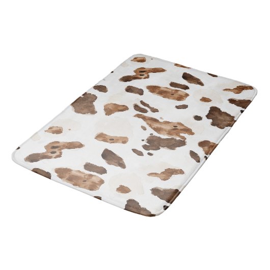 Tapis De Bain Impression Vache Marron Chocolat (Angle)