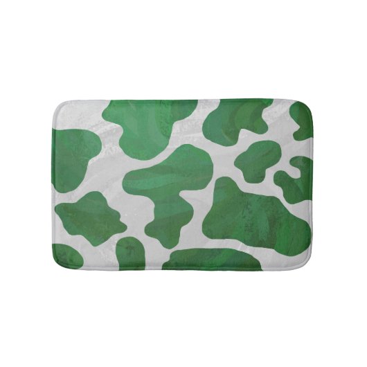 Tapis De Bain Impression verte et blanche de vache (Devant)