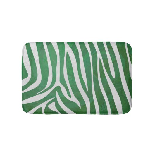 Tapis De Bain Impression verte et blanche Zebra (Devant)