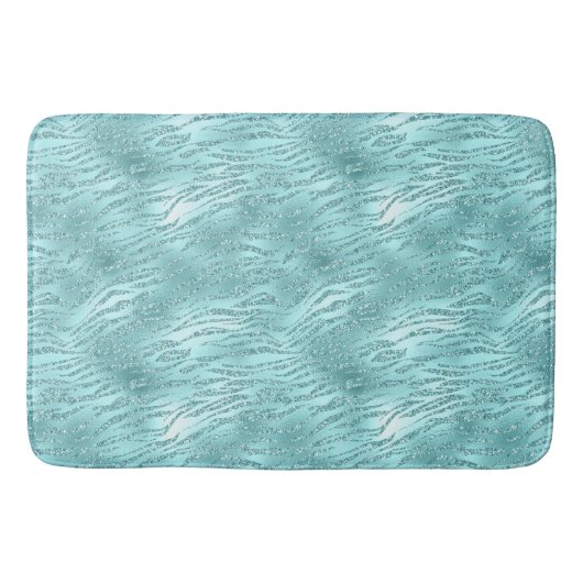 Tapis De Bain Impression Zebra Mint Glitzy (Devant)
