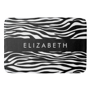 Tapis De Bain Impression Zèbre, Grilles, Noir Et Blanc, Votre No