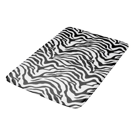Tapis De Bain Impression zèbre noir et blanc rayé (Angle)