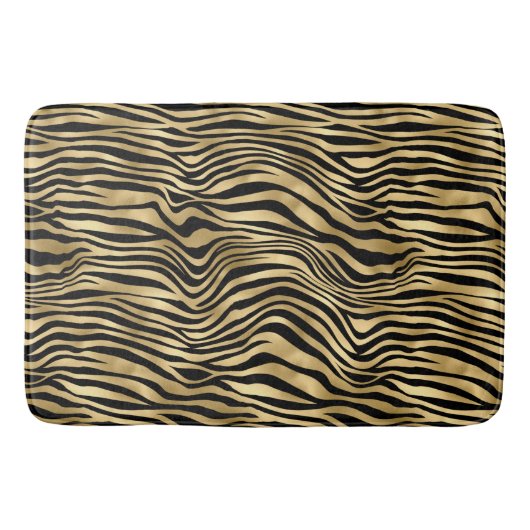 Tapis De Bain Impression Zèbre Or Design  (Devant)