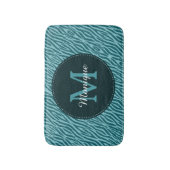 Tapis De Bain Impression Zèbre Turquoise avec Monogramme et nom (Devant (Vertical))