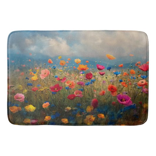 Tapis De Bain Impressionniste Fleur sauvage vibrant (Devant)
