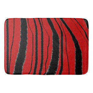 TAPIS DE BAIN IMPRIMÉ ANIMAL ZÈBRE ROUGE EXOTIQUE LUXUEUX
