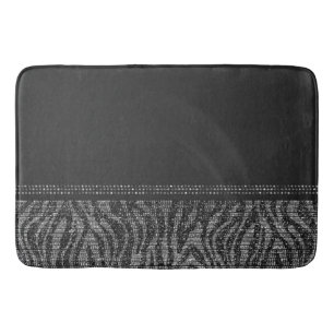 Tapis De Bain Imprimé animalier zèbre noir et argent Exotique Gl
