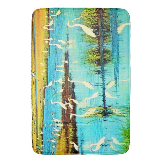 Tapis De Bain imprimé d'aigrettes enneigées (devant Vertical)