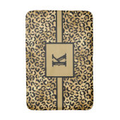 Tapis De Bain Imprimé guépard léopard or noir avec monogramme (Devant (Vertical))