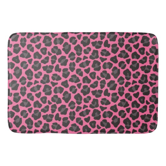 Tapis De Bain Imprimé léopard rose gris (Devant)