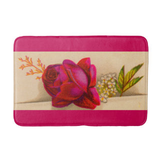 Tapis De Bain imprimé rose rouge victorien