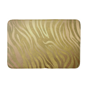 Tapis De Bain Imprimé Zèbre Bronze Doré Safari Jungle Glamour