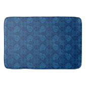 Tapis De Bain Indigo Blue Floral Faux Lace Motif (Devant)