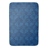 Tapis De Bain Indigo Blue Floral Faux Lace Motif (devant Vertical)