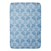 Tapis De Bain Indigo Blue Floral Faux Lace Motif (devant Vertical)