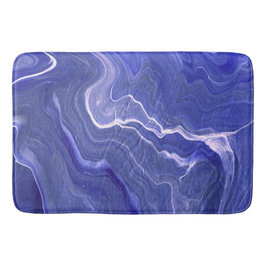 Tapis De Bain Indigo Violet Agate Marbre Abstraction (Devant)