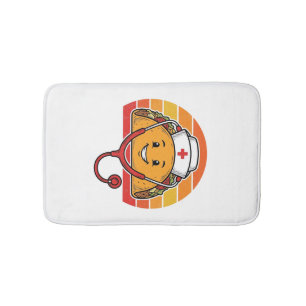 Tapis De Bain Infirmière Taco Rétro Gravure Vintage Design_1