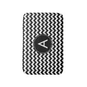 Tapis de bain initial A Chevron noir et blanc (Devant (Vertical))