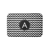 Tapis de bain initial A Chevron noir et blanc (Devant)