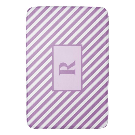 Tapis de bain initial à rayures violettes (devant Vertical)