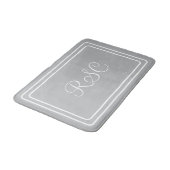 Tapis de bain initial ou nom gris clair rond coins (Angle)