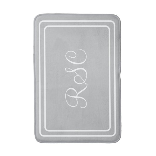 Tapis de bain initial ou nom gris clair rond coins (Devant (Vertical))