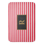 Tapis de bain initial personnalisé rouge/blanc (devant Vertical)
