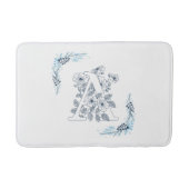 Tapis De Bain Initiale "A" Monogramme bleu Calme Floral (Devant)