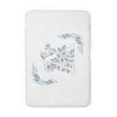 Tapis De Bain Initiale "A" Monogramme bleu Calme Floral (Devant (Vertical))