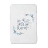Tapis De Bain Initiale "B" Monogramme bleu Calme Floral (Devant (Vertical))