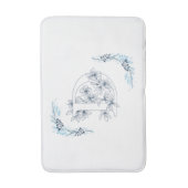 Tapis De Bain Initiale "D" Monogramme bleu Calme Floral (Devant (Vertical))