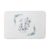 Tapis De Bain Initiale "F" Monogramme bleu Calme Floral (Devant)