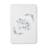 Tapis De Bain Initiale "F" Monogramme bleu Calme Floral (Devant (Vertical))
