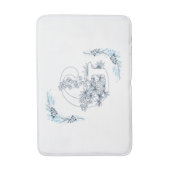 Tapis De Bain Initiale "G" Monogramme bleu Calme Floral (Devant (Vertical))
